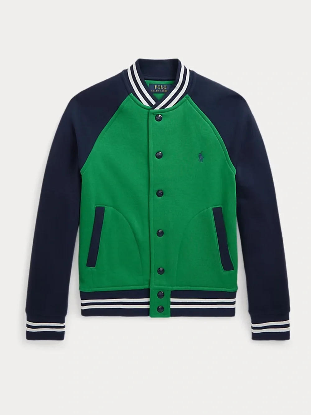 Polo Ralph Lauren Boys Color Blocked Fleece Baseball Jacket Green / Navy 8